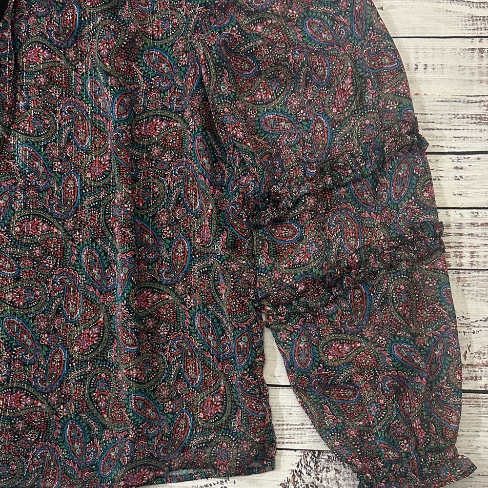 LOFT Multicolor Paisley Blouse Sz. M - Picture 4 of 7